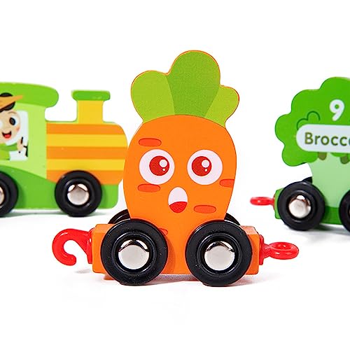 image for 2 Pcs Train Models for Kids,Fruit Shape Montessori Train Toys - Toddle