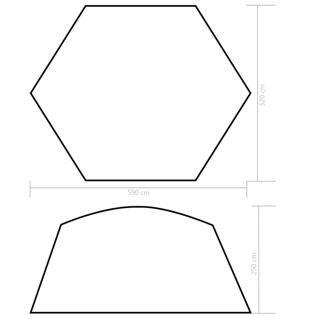 Tenda da piscina, 590 x 520 x 250 cm, blu, durevole, resistente ai raggi UV, in poliestere, per piscine e gruppi di sedute, con pareti laterali in rete, telaio in acciaio