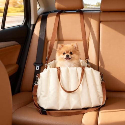 PawHut Hundetasche Hundetragetasche mit Sicherheitsgurt, rutschfestem Boden, Kissen, Hunde Autositz für Rückbank und Vordersitz, Abnehmbarer waschbarer Hundesitz für Kleine Hunde und Katzen Haustiere