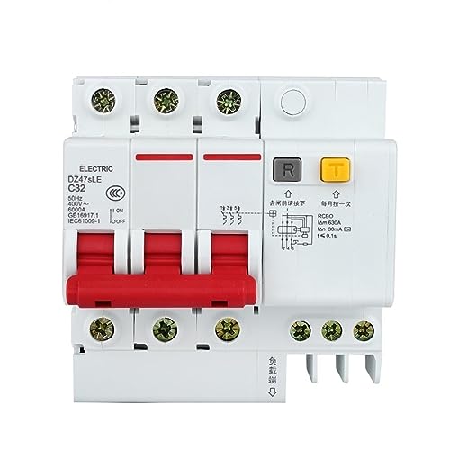 Disjoncteur de fuite mcb rcbo triphasé 400v courbe c 10a tableau electrique 3p