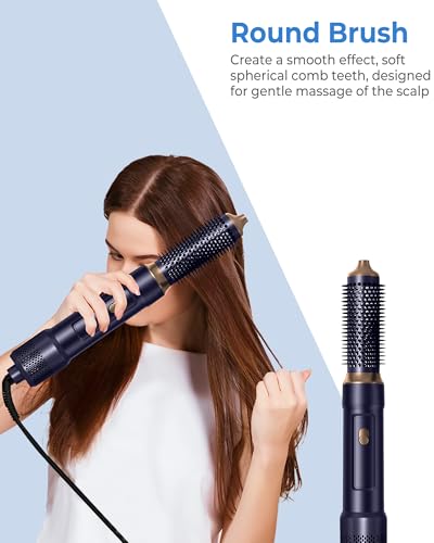 6 in 1 Hair Dryer Brush, Detachable Blow Dryer Brush Set,Negative Ionic Hot Air Brush,Hair Styling Tool,Round Hot Air Straightener Brush Volumizer,Thermal Brush,Air Curler Wand,Brush Blow Dryer