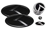3D K Logo Emblem Black & Black Edition Set 8pc Front + Rear + Steering Wheel + Wheel Cap + Mini Sticker (Fits: KIA 2020+ Telluride)