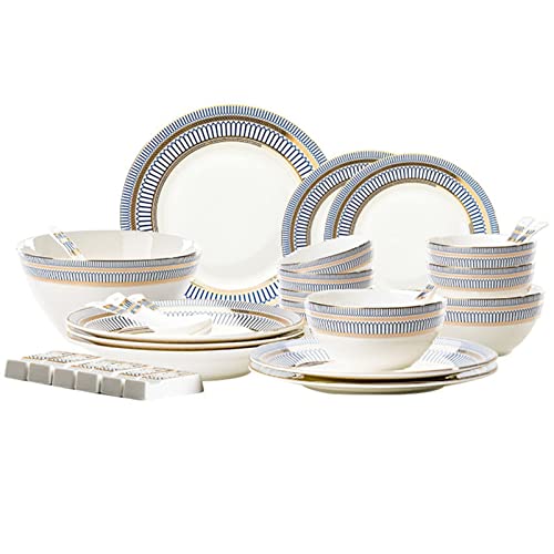 SQMGFA Juego de vajilla: 6 Piezas, 30 Platos, vajilla de Porcelana Blanca Resistente, vajilla de Cocina de Porcelana Fina, Platos y Cuencos, Juego de vajilla (Tabla de vajilla)