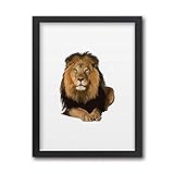 offbb Marco de pintura artística con leyones felinos Lie Fierce Fierce Art Deco para decoración del hogar