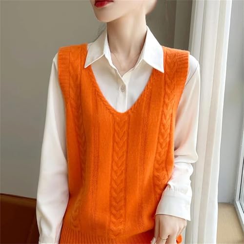 Women's V-Neck Cashmere Vest Simple Cashmere Sweater Vest Knitted Sleeveless Pullover2