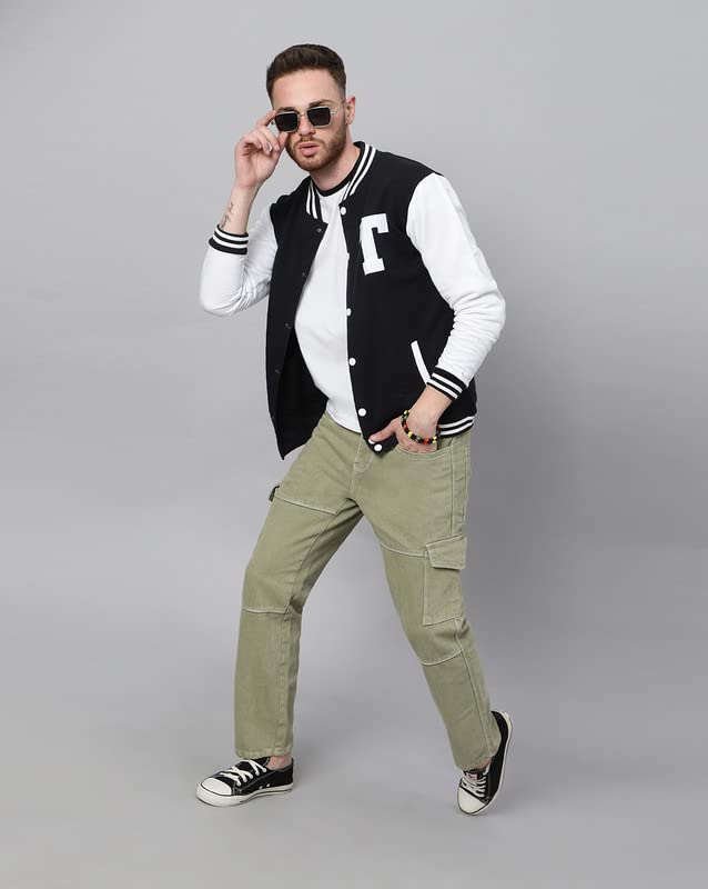 Image of BE SAVAGE Men's Cotton Blend Standard Length Varsity Jacket