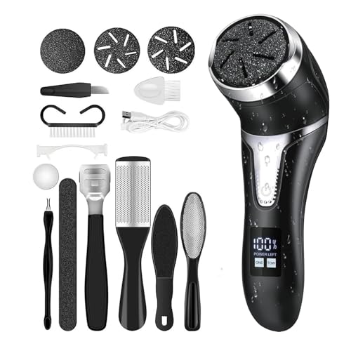電動フットファイルマニキュアペディキュアツール、死んだ肌のためのフットグラインダー | スピードコントローラーを備えた電動フットケアツール,LEDディスプレイ付き男性のための充電式フィートファイル