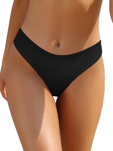 SHEKINI Bañador para mujer de cintura alta de Brasil, clásico, sexy, de corte alto, tanga, bikini para mujer, Negro , XL