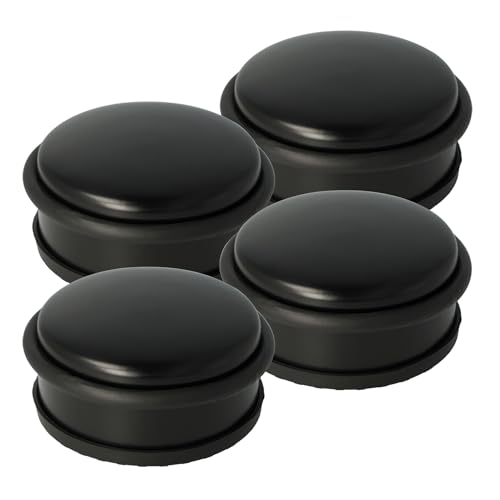 Westcott Türstopper aus Edelstahl Schwarz 4 Stück | Runder Türstopper mit 1 2kg Eigengewicht | Türschonender Gummiring | Extra rutschfeste Unterseite | 10cm Höhe 4cm | E-19002 00