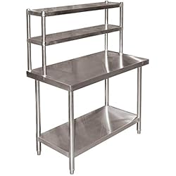 Estanterias Inox Hosteleria Mesa trabajo acero inoxidable 120x60x85cm estantería 2 niveles patas regulables Hostelería Gastro