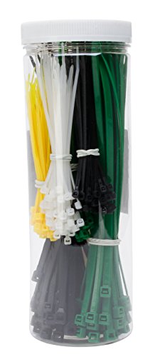 Kopp presilla de Juego en caja, 300 unidades, 150 unidades, 200 x 4,8 mm y 150 St. 100 x 2,5 mm), color blanco, negro y verde, 324601099