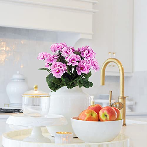 Ferial 2 Pcs Purple Pink Geranium Artificial Flowers Geranium Bush Faux Geraniums Silk Flowers Outdoor Plant Bush Pink Geraniums For Floral Home Decor Indoor Garden Patio Grave Cemetary Vase #TOP6