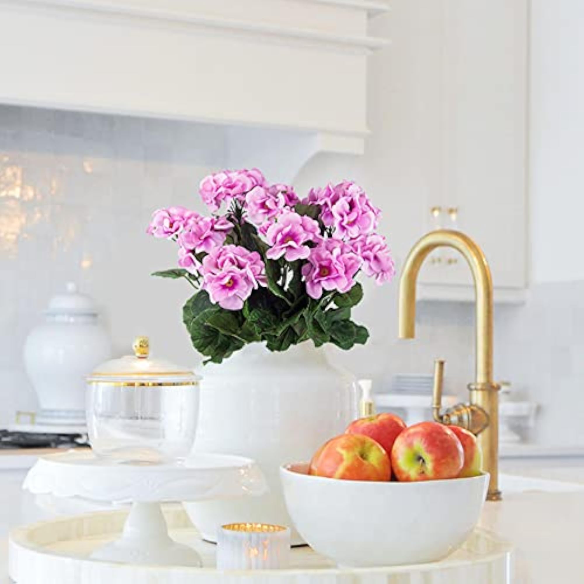 2 Pcs Pink Geranium Artificial Flowers