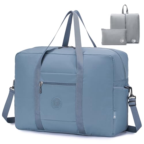 SPAHER Reisetasche Handgepäck Tasche 55x40x23 Lufthansa Wizzair Eurowings Leichte Reisetasche Groß Faltbare 50L wasserdichte Tasche Flugzeug Travel Duffle Bag Cabin Bag Weekender Damen Herren