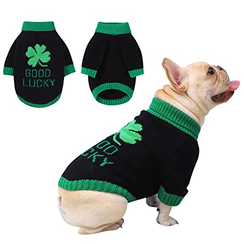 Sweaters Dog Winter Warm Clothes - Hoodies Jackets Sherpa Dog Apparel & Accessories Puppy Small Medium Large pet Clothes Holiday Party cat Dog St. Patrick's Day Black Green 12LBS