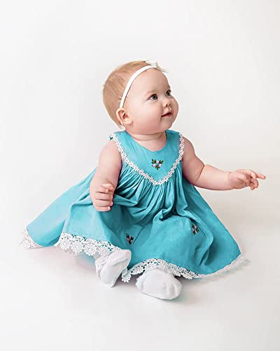 Dianz Boutique Handmade Baby Girl Organic Corduroy Cotton Dress - Spring, Party, Photoshoot, Holiday - Infant - 0-9 Months (Light Blue) #TOP2