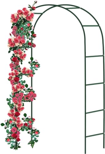 Metal Garden Arch for Climbing Plants Support Steel Frame Garden Arches Outdoor Decoration and Archway Décor Roses and Vegetables - Large Size 2.4M