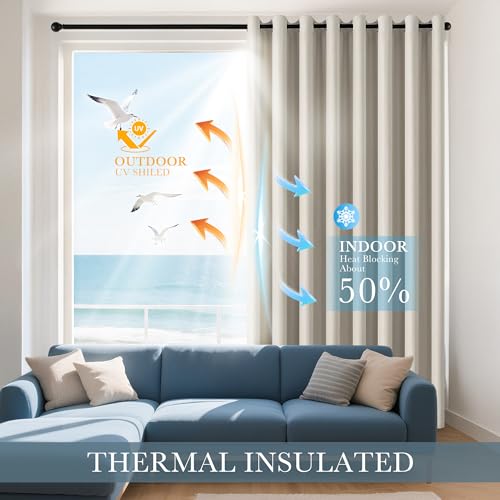 Image of PONY DANCE Cream Window Curtain Panels 40 inch Length - Thermal Insulated Room Darkening Drapery Top Gromments for Kitchen /Bathroom /RV Camper, W 42 x L 40, 2 Panels Set