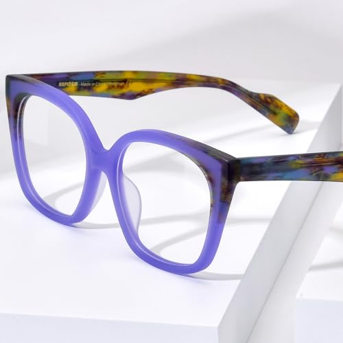 Image of HEPIDEM Gradient Multicolor Acetate Glasses Frame Women Big Oversize Eyeglasses 2023 New Spectacles Eyewear