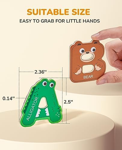 JoyCat Wooden Thick Alphabet Magnets for Toddlers Fridge Large Size Cute Animal Colorful ABC Magnetic Letters 26 Uppercase Letters Educational Toy Set for Kids Toddlers Preschool Learning Spelling — view 4
