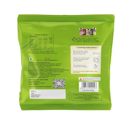 Image of Jvapa Rice Paper Sheet - 400Gms (Gỏi cuốn) | Round | 22 cm | Gluten-Free | Perfect for Salad roll, Summer roll, Fresh spring roll (Pack of 2)