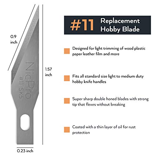 image for Nicpro 120 PCS Hobby Blades Set SK-5, Utility #11 Art Blades Refill Cu