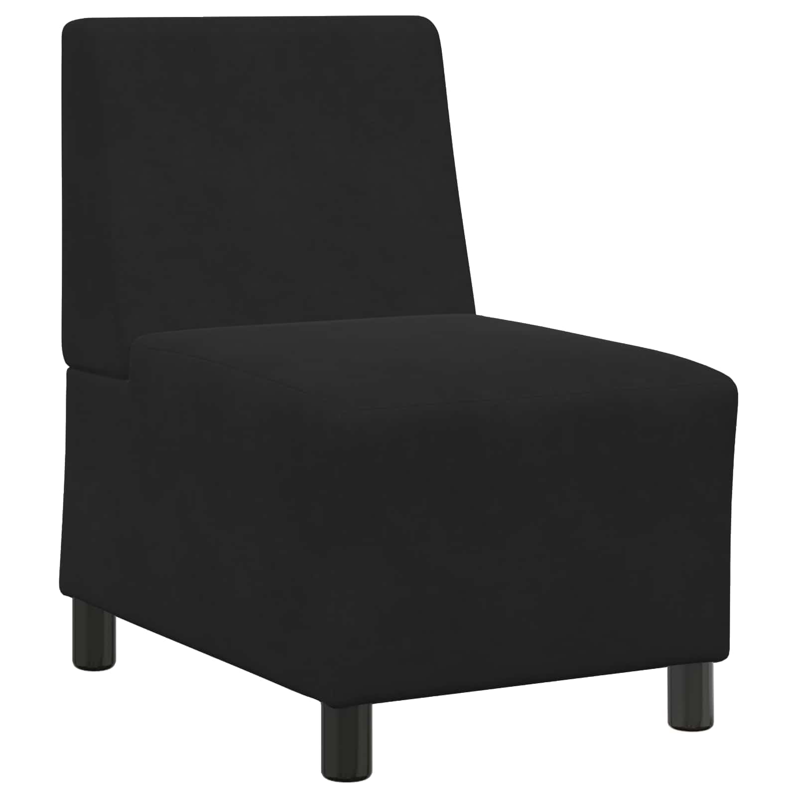 Sofá de terciopelo sin brazos, color negro, 55 x 74 x 82 cm, diseño modular, sofá moderno con patas de madera contrachapada estables para apartamento, dormitorio, oficina, hogar y oficina