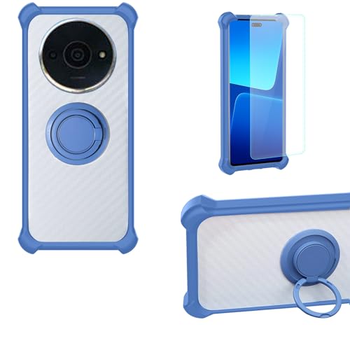 jioeuinly Case Compatible for Poco C61 Phone Case Cover PC backplane + Silicone Soft Frame Cover [360 Metal Ring, Magnetic Car Mount] CSKB-LAN