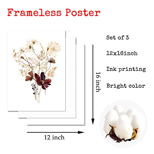 Wildflower Prints Floral Wall Art Watercolor Flowers Posters Botanical Canvas Wall Art Wildflower Painting On Canvas Floral Watercolor Pictures Beige Botanical Wall Art Boho Plant Artwork 12X16Inx3 Unframed #TOP2