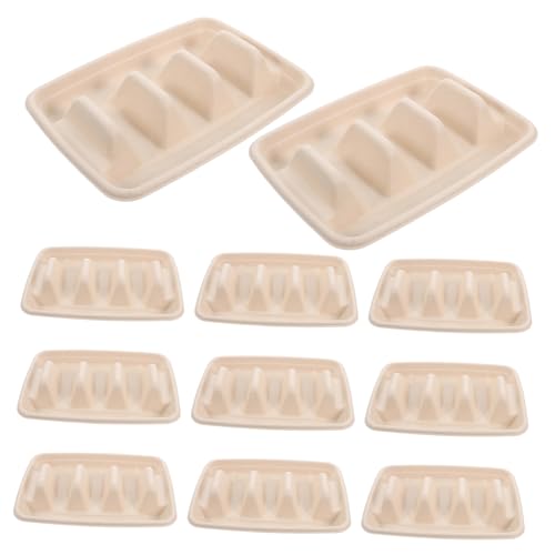 CHILDWEET Taco Rack 3 Dividers 50pcs Disposable Taco Plates Pulp Fiber Sushi Serving Boards Party Supplies Sturdy Spacious for Large Gatherings