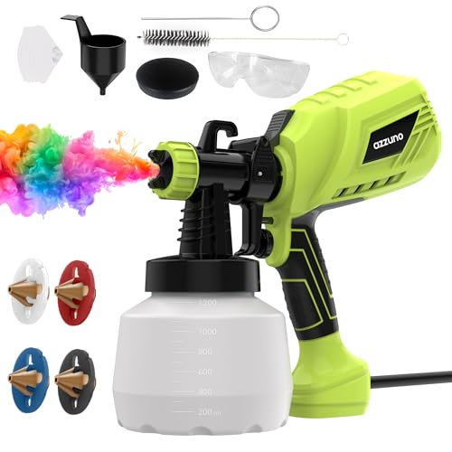 AZZUNO Paint Sprayer, 1000W HVLP High Power Electric Spray Paint Gun with 41 Fl Oz Container, Adjustable Spray Width, 4 Nozzles & 3 Patterns, Great for Furniture, Cabinets, Trim & More
