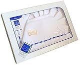 set lenzuolino 3 pz lettino da ricamare con inserti in san gallo (blu)...