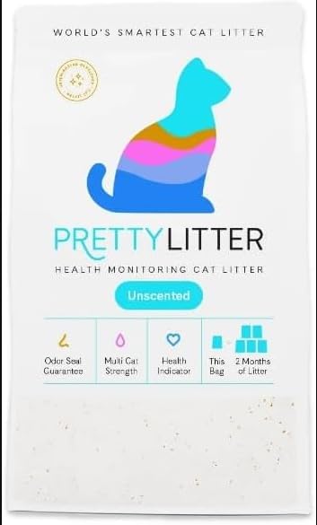 (8 Lbs). Pretty~Litter 8 Lb Health Monitoring Cat Litter, Non~Clumping Crystals, Odor Control, Lightweight, Unscented, Long~Lasting, Urinary Health Detection, Easy Maintenance, Multi-Cat Friendly