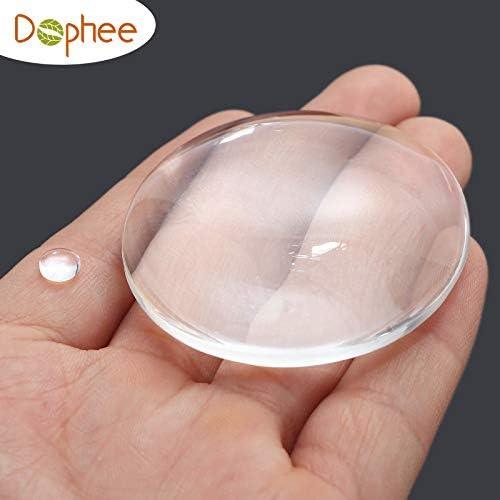 Dophee 30Pcs Crystal Clear Round Cabochon Flat Back Glass Dome Tile Jewellery Making,40mm