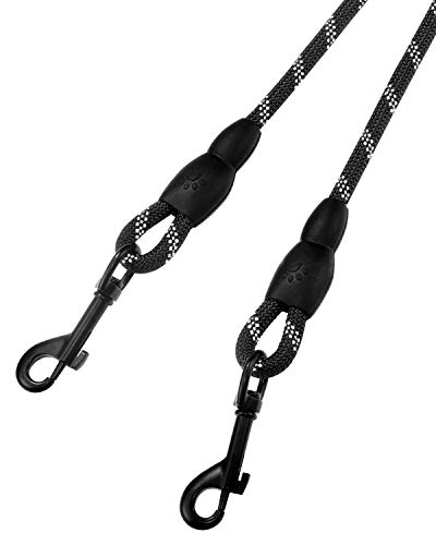 Taglory Double Dog Leash, Reflective Dual Dog Leash, 360 Swivel No Tangle Walking Double Leash For Puppy Small Dogs, Black #TOP4