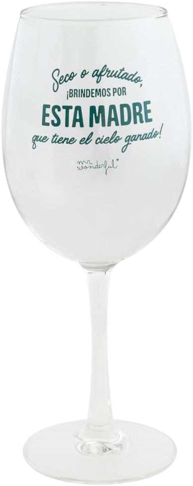 ZGZZPETT Mr. Wonderful WOA11773ES Copa de vino - Seco o afrutado, ¡brindemos por esta madre que tiene el cielo ganado, 470 Mililitros.