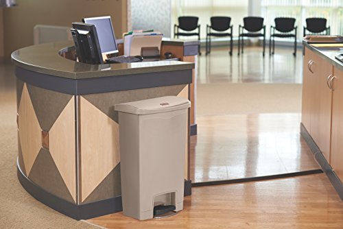 Image of Rubbermaid Commercial Products STREAMLINE Plastic Front Step Step-On-Trash /Garbage Can /Bin, 13 GAL, Beige, for Doctor's Office /Hospitals /Healthcar