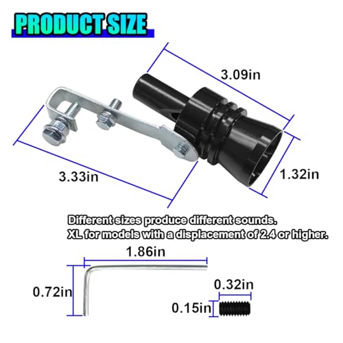 UHANBUT Car Exhaust Whistle, Universal Turbo Sound Booster, Aluminum Alloy Car Roar Maker Muffler Pipe Whistle, Vehicle Blow off valve Tip Simulator Tail Whistler (Black, XL)