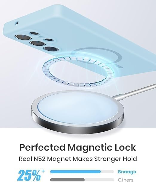 Image of DIZORO Microfiber Candy Case Compatible for Samsung S25 Ultra 5g Magnetic Silicone Case, Compatible with MagSafe Shockproof, Slim, Anti-Scratch Soft Non-Slip Full Body Protective Back Cover (Sky.)
