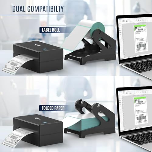 Image of SEZNIK Thermal Paper Roll Holder | Heavy-Duty Stand for Thermal Label Printers | Adjustable Width | Anti-Slip Base | Black Finish | Compatible with 4x6 & Other Roll Sizes