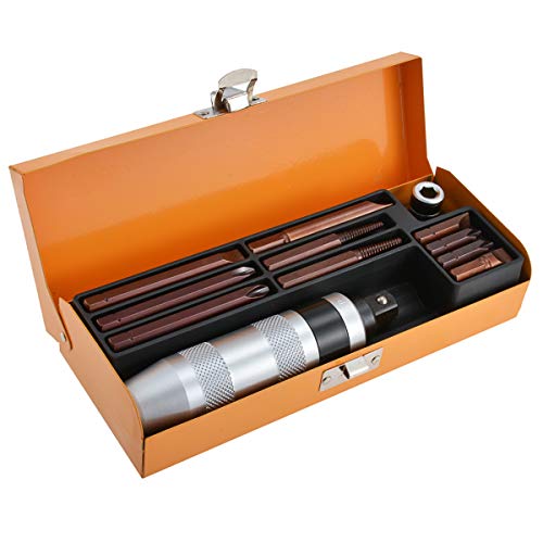 KATUR 12 stuks Impact Driver Kit, 163mm Drive Handleiding Omkeerbare Impact Driver, Flathead 35mm, 70mm en Phillips 35mm, 70mm Bits, Beschadigde Schroeftrekker 80mm