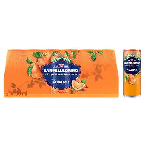 San Pellegrino Italian Sparkling Drinks Tastefully Light Sparkling Orange Canned Soft Drink 24 x 330ml | 64 kCals per Can