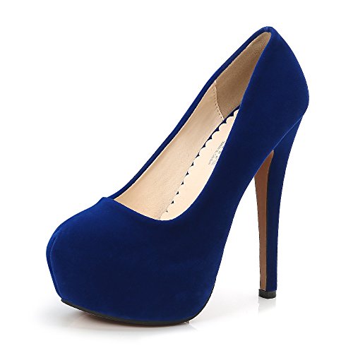Escarpins habillés en velours bleu intense dotés de talons hauts raffinés OCHENTA 36