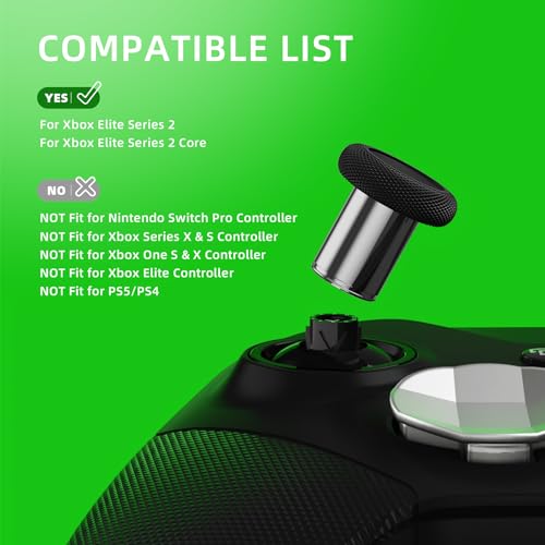 Image of eXtremeRate 13 in 1 Metal Thumbsticks for Xbox One Elite Series 2 Controller, 6 Metal Joystick & Adjustment Tool, 2 D-Pads, 4 Paddles for Xbox Elite Series 2 Core Controller - Metallic Silver