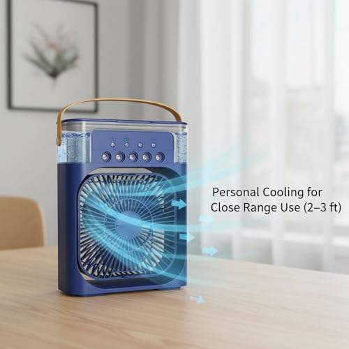 Image of Drumstone (𝐒𝐩𝐞𝐜𝐢𝐚𝐥 𝟐𝟎 𝐘𝐞𝐚𝐫𝐬 𝐖𝐚𝐫𝐫𝐚𝐧𝐭𝐲) Arctic Breeze Mini Air Cooler USB Fan with Mist, LED Light & 3 Speed Cooling for Desk, Bedroom & Personal Use