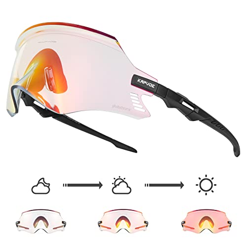 Kapvoe Photochromic Cycling Glasses Mountain Bike Goggles Men Women Mtb Glasses Bicycle Riding Glasses Clear Biking Sunglasses Cycle Glasses Motorcycle Road Bike Sunglasses Cycling Tr90 Red #TOP23