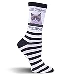 Grumpy Cat Women's Single Pack Stay Grumpy Crew Socks, I Had Fun Once, 9-11