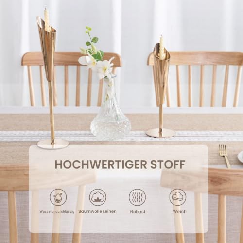SUNBEAUTY Tischdecke Baumwolle Leinen Abwaschbar Tischtuch Rechteckig Tisch Decke Waschbare Tafeldecke 140x240 cm für Home Küche… – Ansicht 3