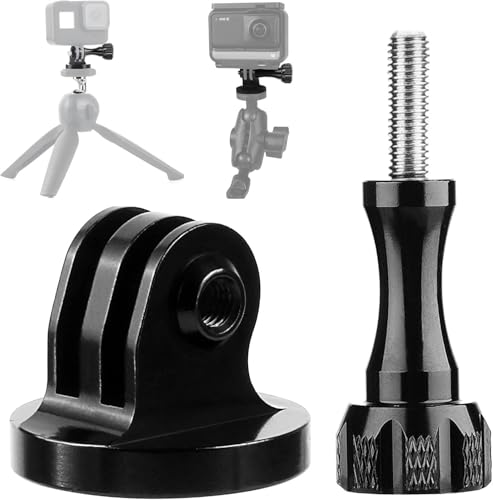 CNC Aluminum Tripod Mount Adapter for gopro Hero 13/12/11/10/9/8/7/6/5 – Metal 1/4" Screw Adapter with Long Thumb Screw, Compatible with DJI Action & Insta360
