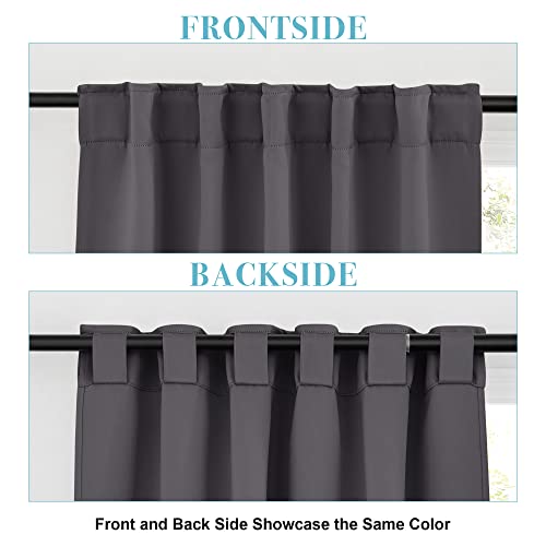 Ryb Home RYBTABBLK2-4272-B01 Blackout Grey Curtains - Thermal Insulated Window Treatments Long Panels, Back Tab Top, Privacy Curtains For Bedroom Dining, 42 Wide X 72 Long, Gray, Set Of 2 thumb #2